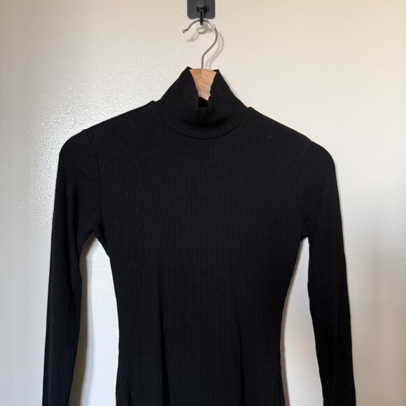 Reformation Maya Black Turtleneck Ribbed Mini Bodycon Dress XS - Picture 3 of 7